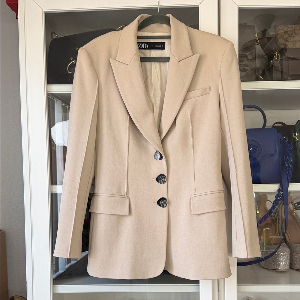 Zara Beige‎ Tailored Blazer